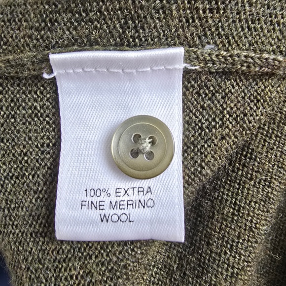 Turnbury Extra Fine Merino Wool Long Sleeve Polo Sweater Mens Size Large- Green - Picture 6 of 7